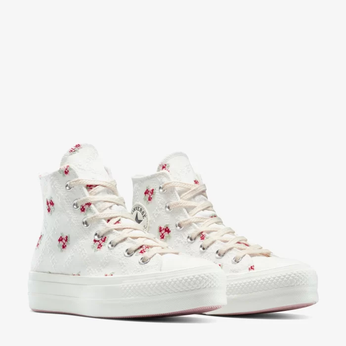 Converse Chuck Taylor All Star Lift Rose Cross Stitch Kadın Beyaz Platform Sneaker - Görsel 2