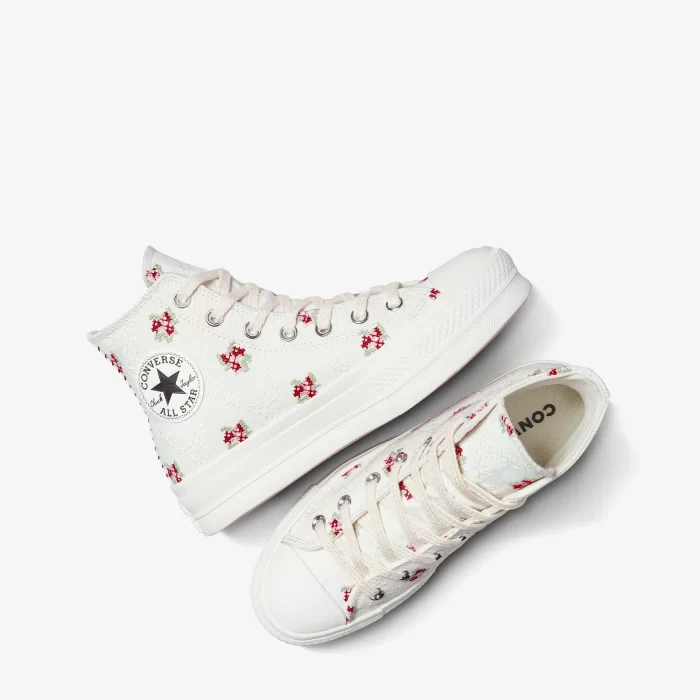 Converse Chuck Taylor All Star Lift Rose Cross Stitch Kadın Beyaz Platform Sneaker - Görsel 3