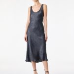 Koton Kadın Antrasit Kolsuz U Yaka Slim Fit Saten Midi Abiye Elbise 6Sak80115Uw