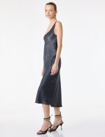 Koton Kadın Antrasit Kolsuz U Yaka Slim Fit Saten Midi Abiye Elbise 6Sak80115Uw - Görsel 2