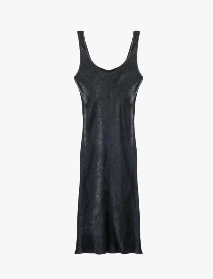 Koton Kadın Antrasit Kolsuz U Yaka Slim Fit Saten Midi Abiye Elbise 6Sak80115Uw - Görsel 3