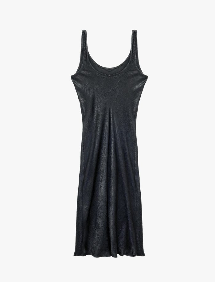 Koton Kadın Antrasit Kolsuz U Yaka Slim Fit Saten Midi Abiye Elbise 6Sak80115Uw - Görsel 4