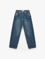 Koton Pamuklu Kemerli Dikiş Detaylı Rahat Kalıp Düz Paça Denim Pantolon - Ballon Jeans 6Sal40117Md - Görsel 4