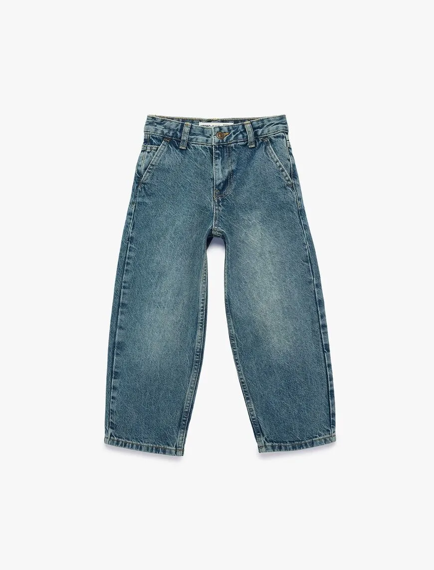 koton-petrol-pantolon-6skb40046td-15849.webp Koton Erkek Çocuk Pamuklu Cepli Baggy Denim Pantolon 6Skb40046Td - Görsel 1