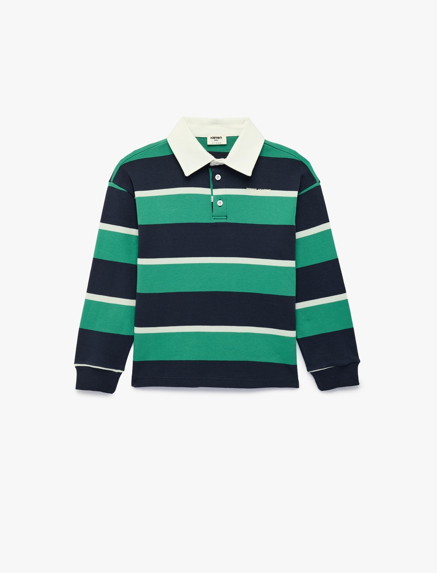 koton-yesil-cizgili-sweatshirt-6skb10289tk-13399.jpg Koton Yeşil Çizgili Sweatshirt 6Skb10289Tk - Görsel 1