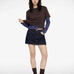 A Kesim Zincir Kemer Detaylı Mini Denim Etek
