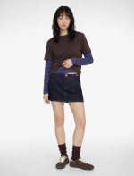 A Kesim Zincir Kemer Detaylı Mini Denim Etek - Görsel 3
