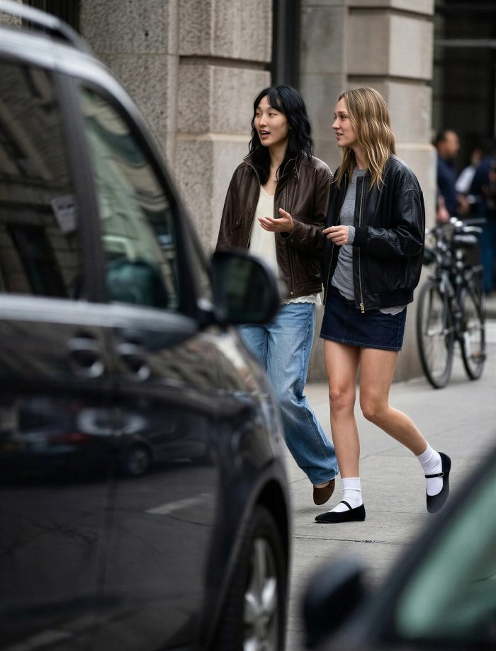 A Kesim Zincir Kemer Detaylı Mini Denim Etek - Görsel 7