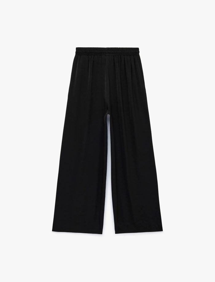 Aerobin Kumaş Beli Bağcıklı Geniş Paça Saten Pantolon - Görsel 5