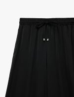 Aerobin Kumaş Beli Bağcıklı Geniş Paça Saten Pantolon - Görsel 6