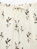 Beli Bağlamalı Cepli Çiçek İşleme Detaylı Bol Paça Pantolon - Görsel 4