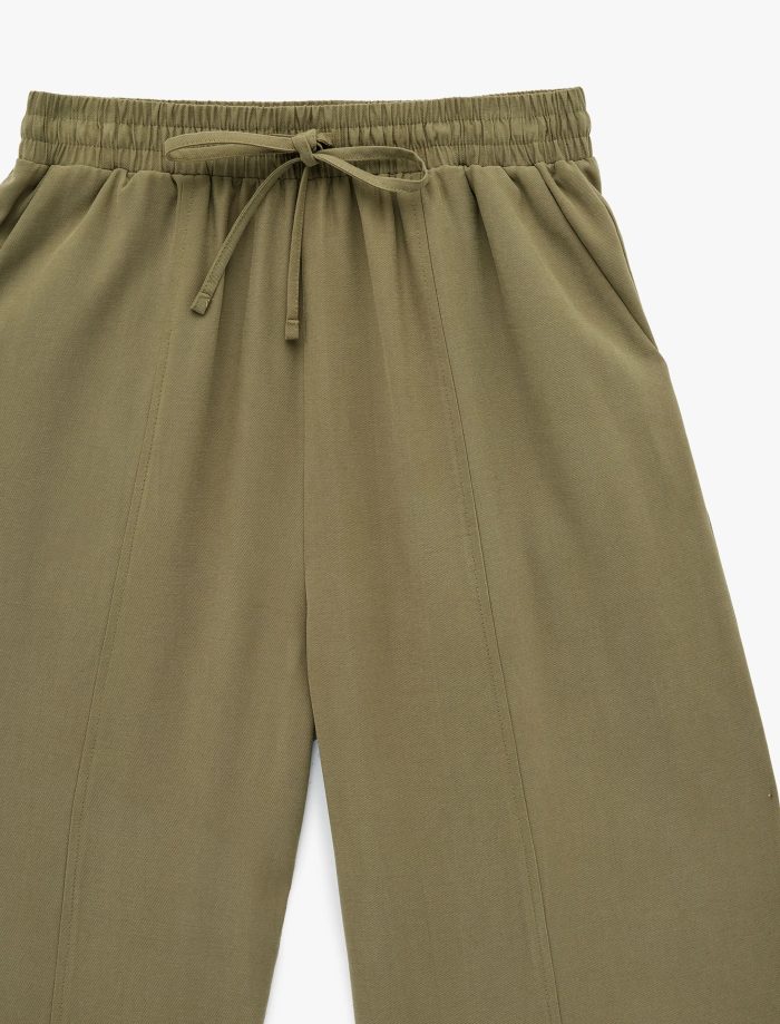 Beli Lastikli Viskon Kupro Kumaş Havuç Pantolon - Görsel 5