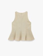 Bisiklet Yaka Kolsuz Peplum Keten Bluz - Görsel 5