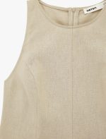 Bisiklet Yaka Kolsuz Peplum Keten Bluz - Görsel 6