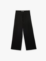 Bürümcük Kumaş Beli Bağcıklı Düz Geniş Paça Pantolon - Görsel 4