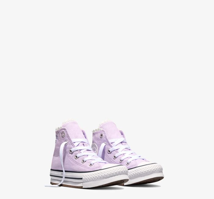 Chuck Taylor All Star EVA Lift Çocuk Çiçek Desenli Lila Sneaker - Görsel 2