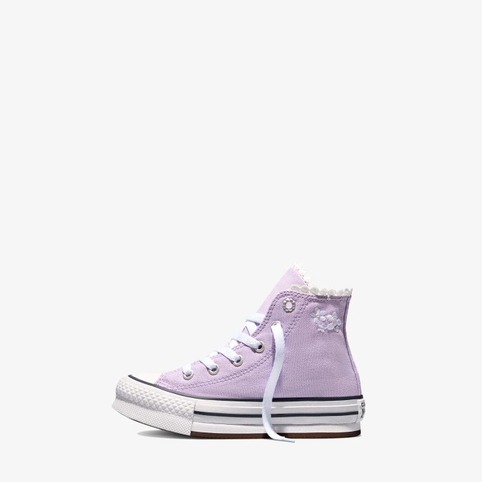 Chuck Taylor All Star EVA Lift Çocuk Çiçek Desenli Lila Sneaker - Görsel 4