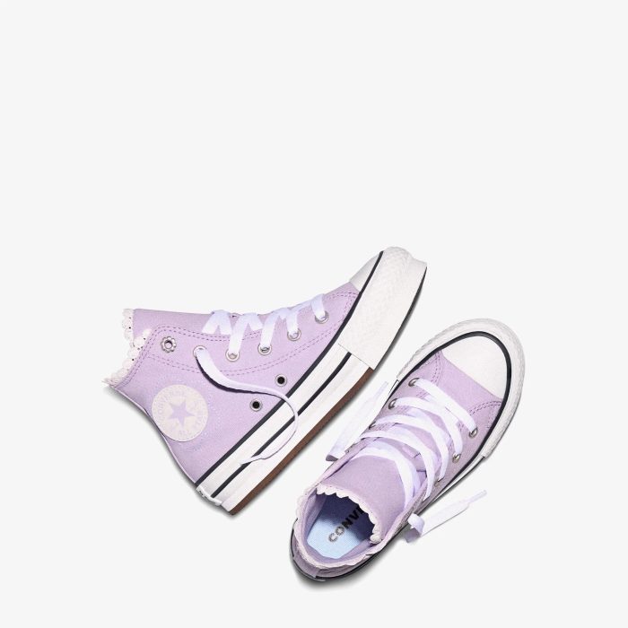 Chuck Taylor All Star EVA Lift Çocuk Çiçek Desenli Lila Sneaker - Görsel 5