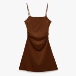 Drape Detaylı İnce Askılı Mini Bodycon Elbise