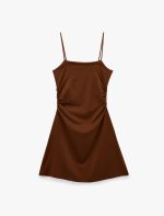 Drape Detaylı İnce Askılı Mini Bodycon Elbise - Görsel 2
