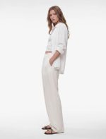 Keten Karışımlı Straight Fit Uzun Düz Geniş Paça Pantolon - Görsel 4