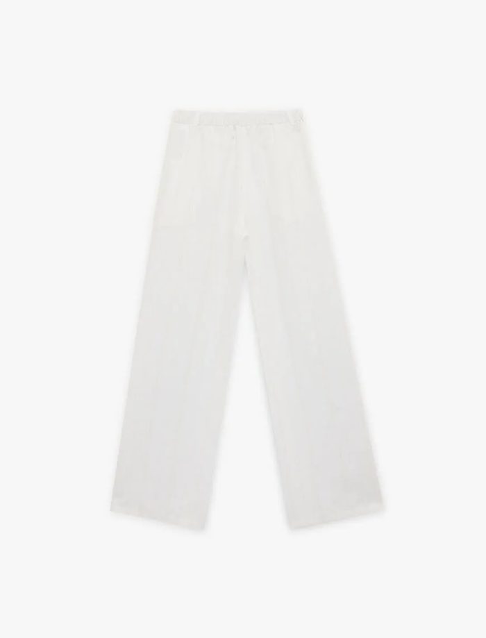 Keten Karışımlı Straight Fit Uzun Düz Geniş Paça Pantolon - Görsel 6