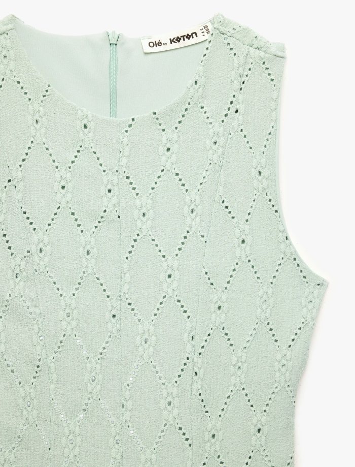 Kolsuz Bisiklet Yaka Kloş Mini Fisto Elbise - Görsel 5