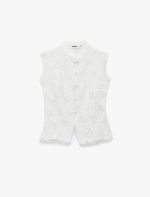 Kolsuz Floral Dokulu Dik Qipao Yaka Güpür Dantel Bluz