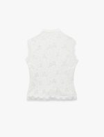 Kolsuz Floral Dokulu Dik Qipao Yaka Güpür Dantel Bluz - Görsel 2