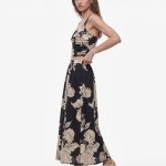 Koton X Melis Ağazat - Keten Karışımlı A Kesim Floral Desenli Midi Etek