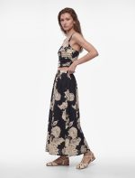 Koton X Melis Ağazat - Keten Karışımlı A Kesim Floral Desenli Midi Etek