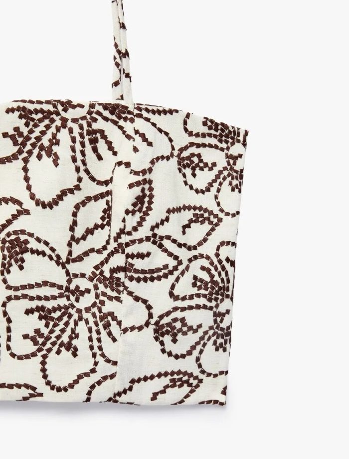 Koton X Melis Ağazat - Keten Karışımlı Floral Nakış Detaylı Bağlamalı İp Askılı Crop Büstiyer - Görsel 5