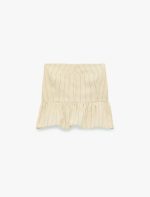 Koton X Melis Ağazat - Slim Fit Keten Karışımlı Fırfırlı Çizgili Straplez Crop Korse Büstiyer - Görsel 3