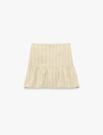 Koton X Melis Ağazat - Slim Fit Keten Karışımlı Fırfırlı Çizgili Straplez Crop Korse Büstiyer - Görsel 4