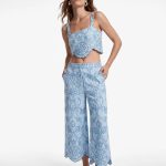 Koton X Sibil Çetinkaya - Pamuklu Asimetrik Kesim Kare Yaka Askılı Nakışlı Brodeli Crop Büstiyer