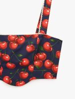 Koton X Sibil Çetinkaya - Pamuklu Poplin Dantel Detaylı Kiraz Baskılı Askılı Crop Büstiyer - Görsel 7
