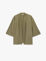 Kupro Viskon Kumaş Cepli 3/4 Kol Oversize Kimono - Görsel 3