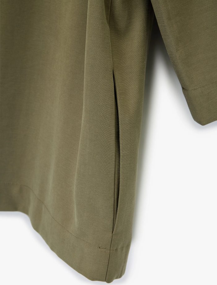 Kupro Viskon Kumaş Cepli 3/4 Kol Oversize Kimono - Görsel 6