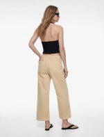 Normal Bel Cep Detaylı Nervürlü Kısa Geniş Paça Pantolon - Culotte Jeans - Görsel 6