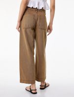 Normal Bel Cep Detaylı Nervürlü Kısa Geniş Paça Pantolon - Culotte Jeans - Görsel 7