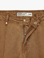 Normal Bel Cep Detaylı Nervürlü Kısa Geniş Paça Pantolon - Culotte Jeans - Görsel 15