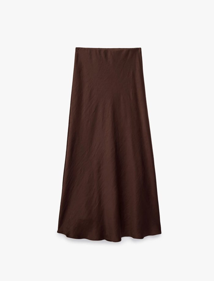 Normal Bel Kloş Midi Saten Etek - Görsel 3