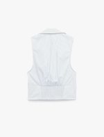 Pamuklu Fermuarlı Kolsuz Klasik Yaka Çizgili Crop Korse Bluz - Görsel 4