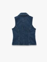 Pamuklu Rahat Kalıp Kolsuz Klasik Yaka Fermuarlı Denim Yelek - Görsel 4
