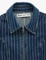 Pamuklu Rahat Kalıp Kolsuz Klasik Yaka Fermuarlı Denim Yelek - Görsel 5
