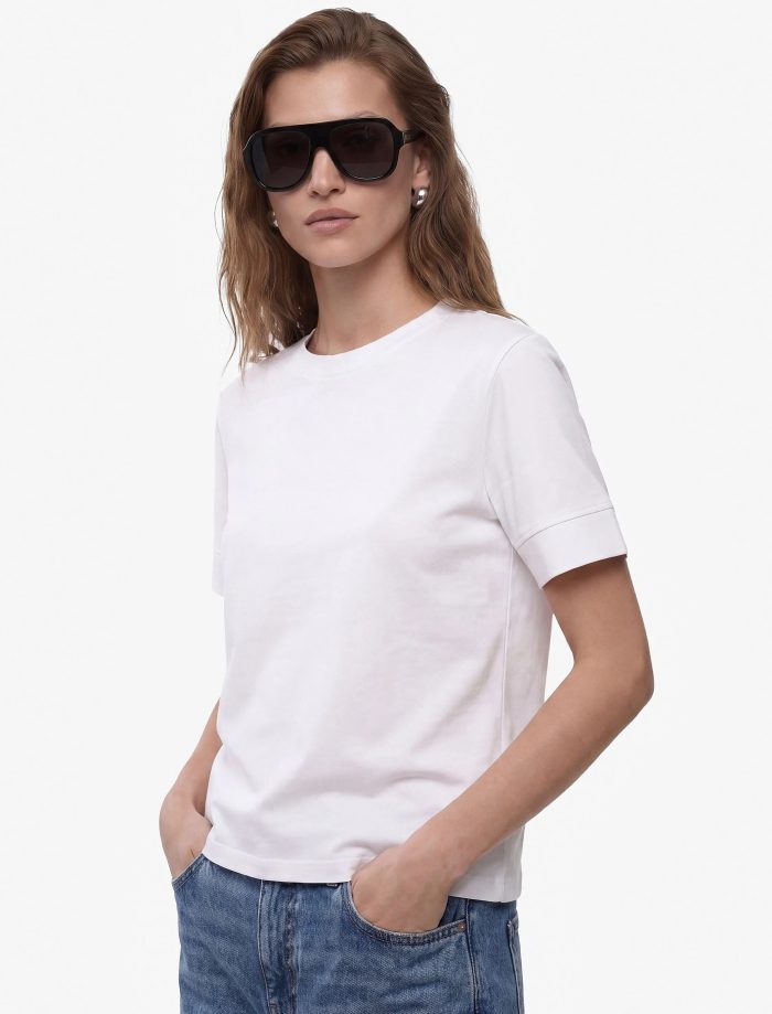 Pamuklu Slim Fit Kısa Kollu Bisiklet Yaka Basic Tişört - Görsel 3