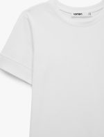 Pamuklu Slim Fit Kısa Kollu Bisiklet Yaka Basic Tişört - Görsel 6