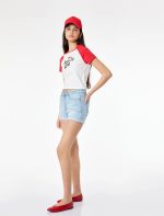 Pamuklu Yüksek Bel Slim Fit Duble Paça Mini Denim Şort - Görsel 2