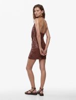 Pullu Payetli Slim Fit Degaje Yaka Kolsuz Mini Abiye Elbise - Görsel 3