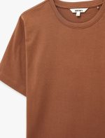 Regular Fit Pamuklu Kısa Kollu Bisiklet Yaka Basic Tişört - Görsel 5